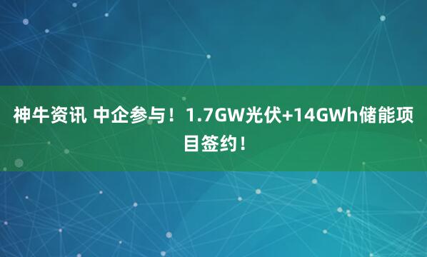 神牛资讯 中企参与！1.7GW光伏+14GWh储能项目签约！